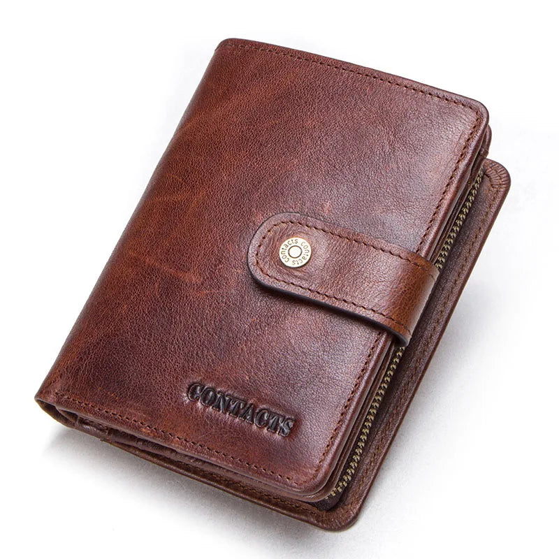 Genuine Leather Wallet for Men and Women with RFID Protection and Coin Pocket