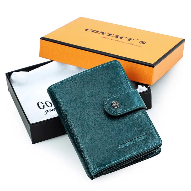 Genuine Leather Wallet for Men and Women with RFID Protection and Coin Pocket