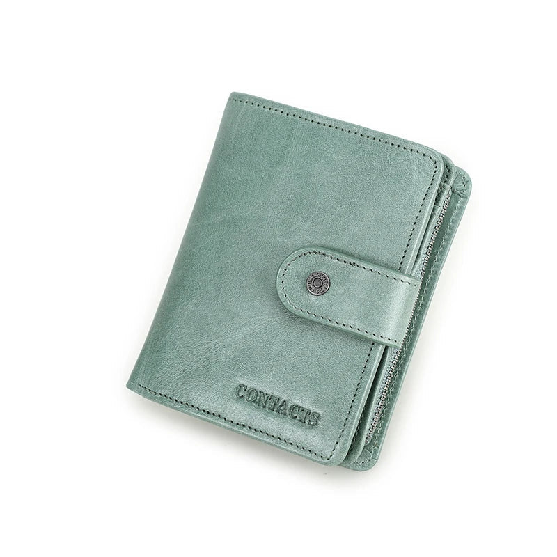 Genuine Leather Wallet for Men and Women with RFID Protection and Coin Pocket