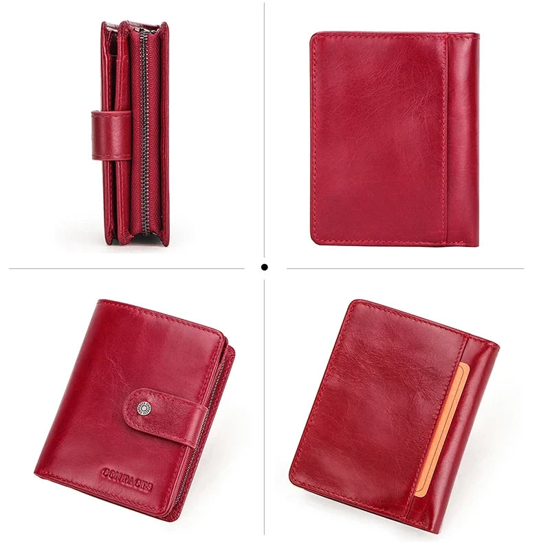 Genuine Leather Wallet for Men and Women with RFID Protection and Coin Pocket