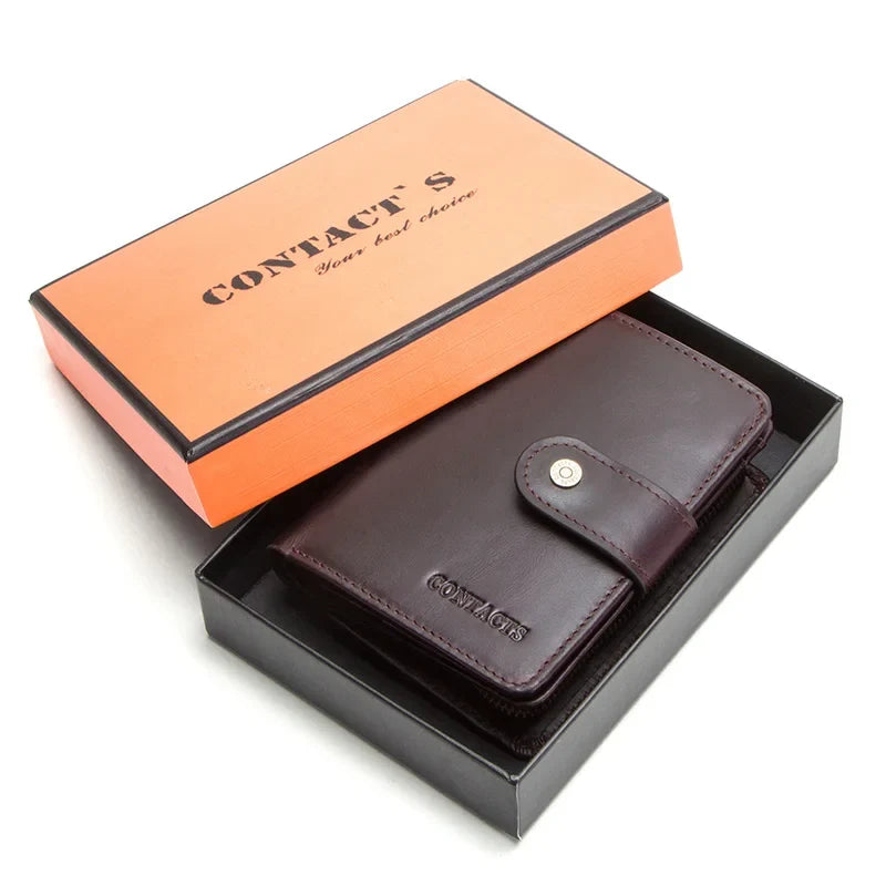 Genuine Leather Wallet for Men and Women with RFID Protection and Coin Pocket