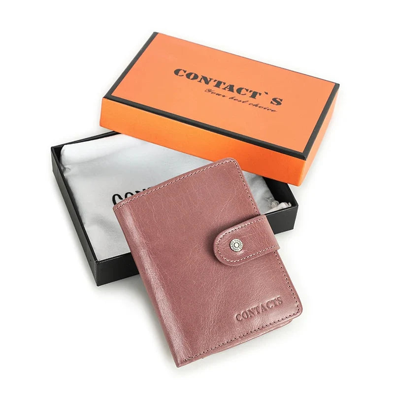 Genuine Leather Wallet for Men and Women with RFID Protection and Coin Pocket