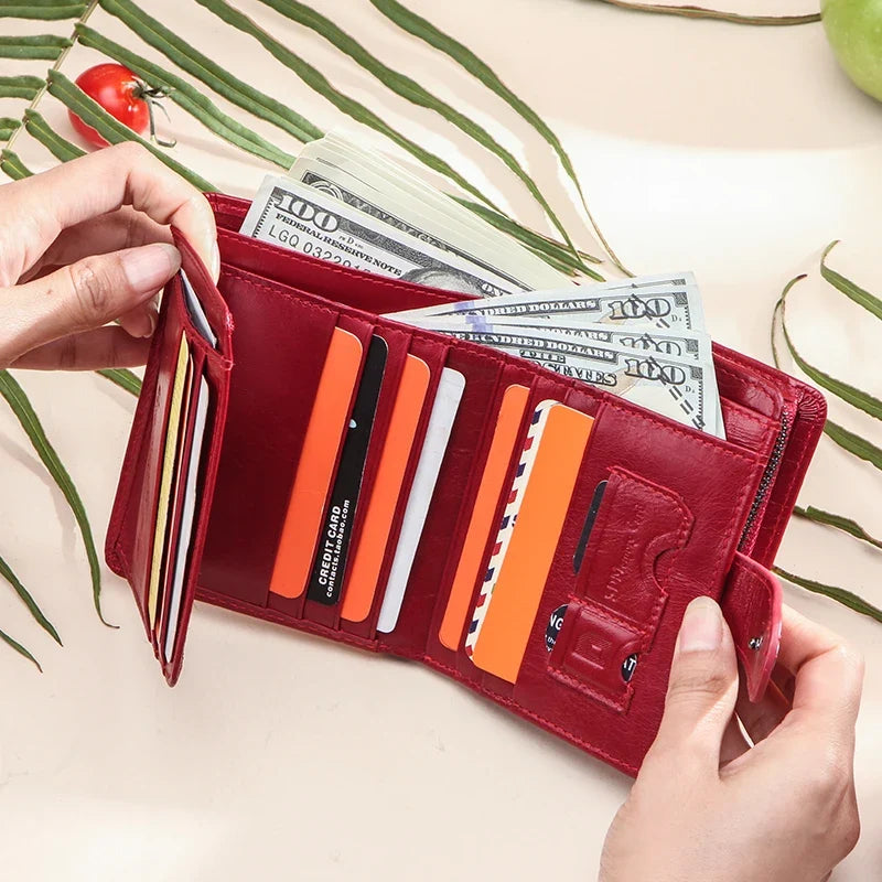 Genuine Leather Wallet for Men and Women with RFID Protection and Coin Pocket Image