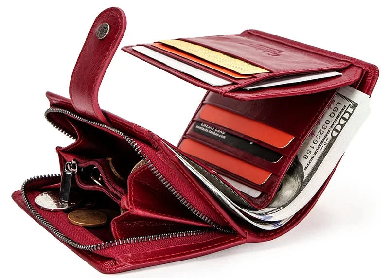 Genuine Leather Wallet for Men and Women with RFID Protection and Coin Pocket
