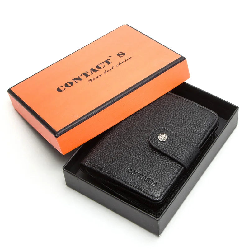 Genuine Leather Wallet for Men and Women with RFID Protection and Coin Pocket
