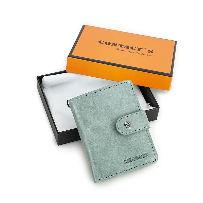 Genuine Leather Wallet for Men and Women with RFID Protection and Coin Pocket