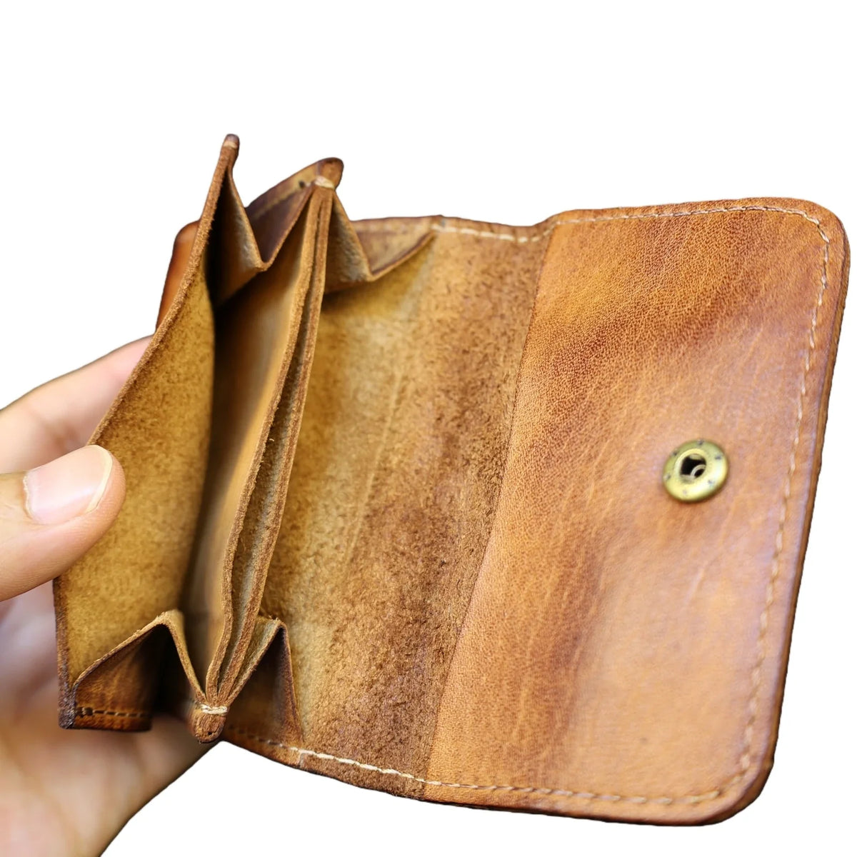 Compact Vintage Genuine Leather Unisex Wallet with Card Holder and Coin Pocket