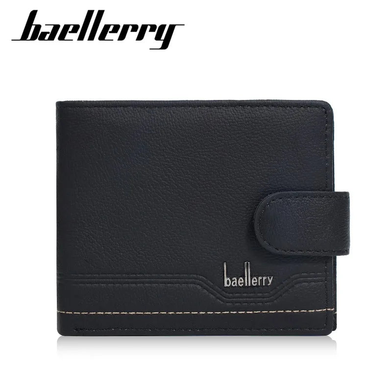 Genuine Leather Wallet for Men – Retro Wallet with Buckle Closure and Zippered Coin Pocket