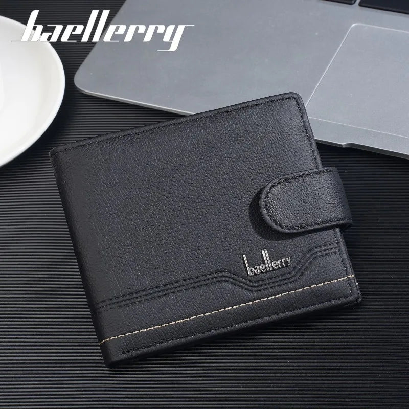 Genuine Leather Wallet for Men – Retro Wallet with Buckle Closure and Zippered Coin Pocket