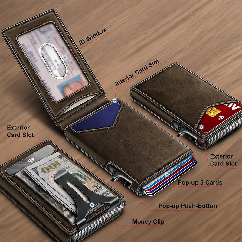 Double Flip Metal Wallet for Men - RFID Security and Multifunctional