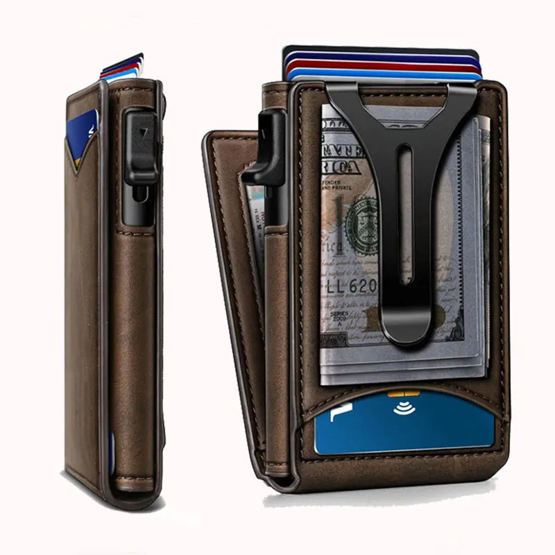 Double Flip Metal Wallet for Men - RFID Security and Multifunctional Image