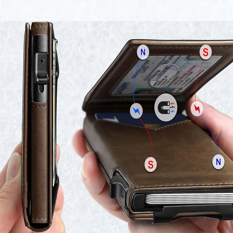 Double Flip Metal Wallet for Men - RFID Security and Multifunctional