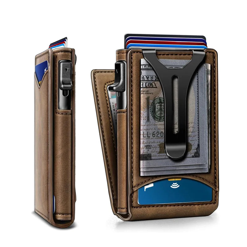 Double Flip Metal Wallet for Men - RFID Security and Multifunctional Image