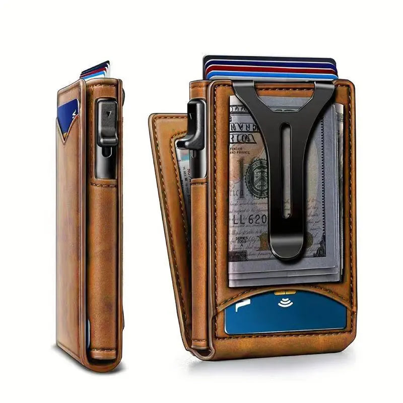Double Flip Metal Wallet for Men - RFID Security and Multifunctional