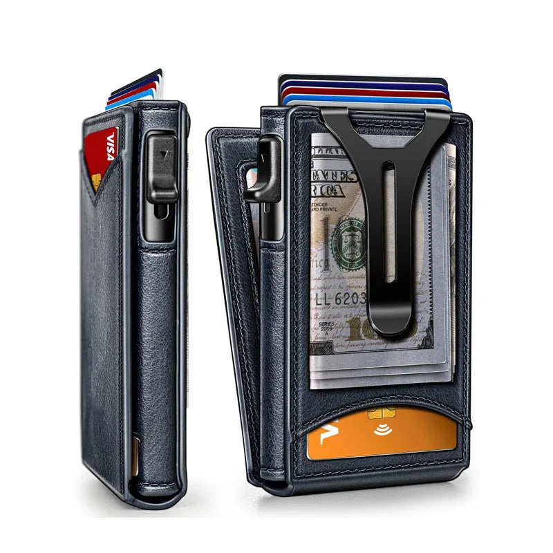 Double Flip Metal Wallet for Men - RFID Security and Multifunctional