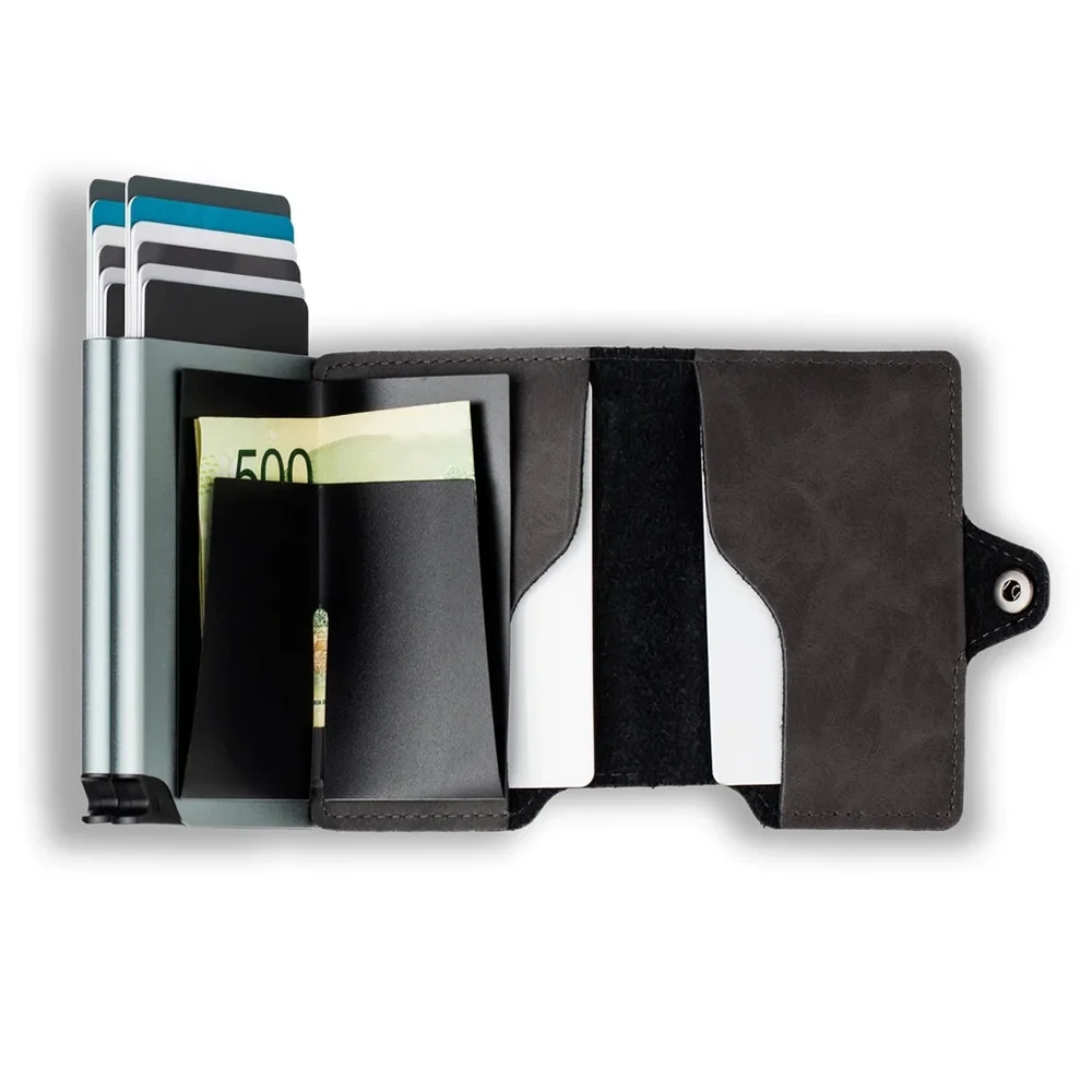 Smart Wallet with Dual Automatic Pop-Up RFID Case