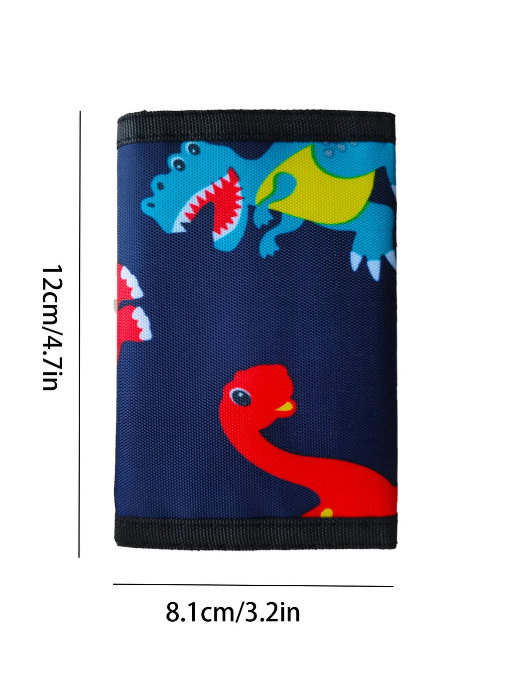 Kids' Dinosaur Polyester Wallet with Coin Pocket and Velcro Closure