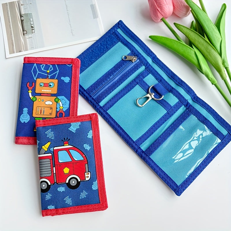 Boys' 3-Fold Wallet with Velcro, 12 x 9 cm