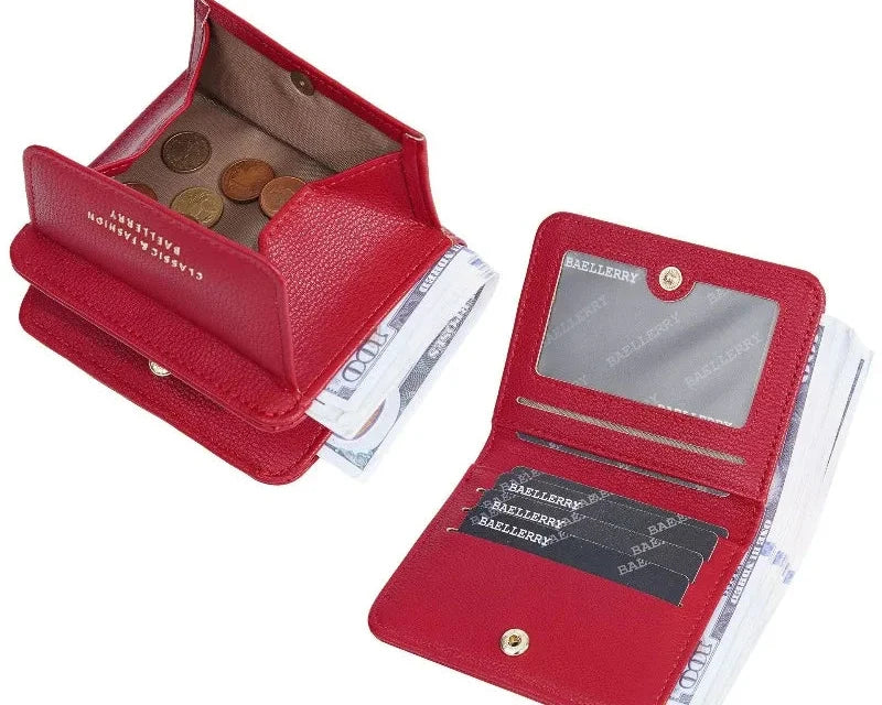 Compact Women's Wallet in Faux Leather with Zippered Coin Purse