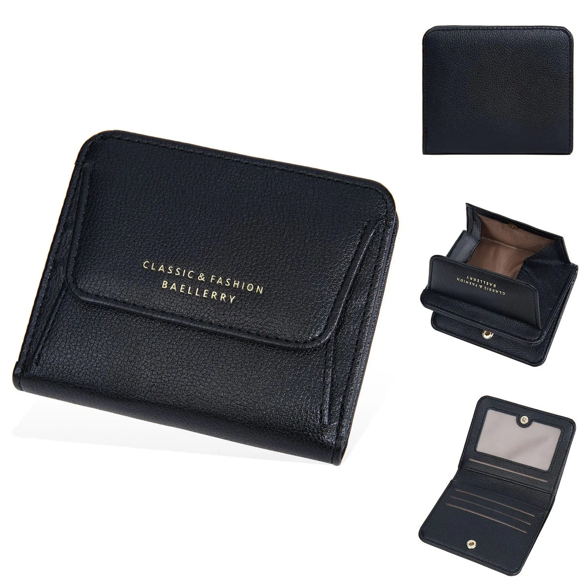 Compact Women's Wallet in Faux Leather with Zippered Coin Purse
