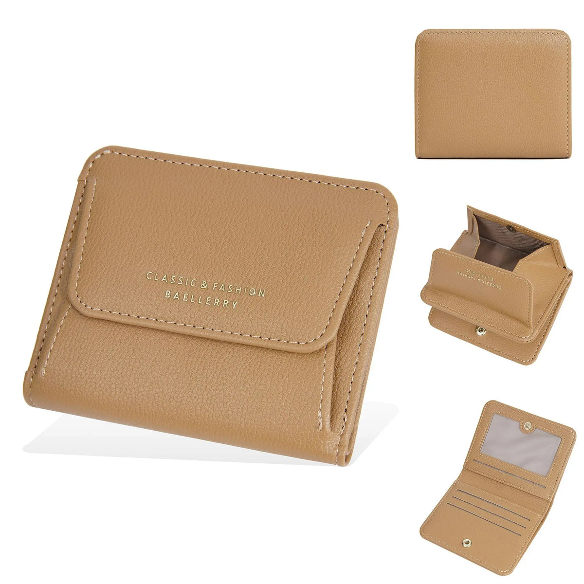 Compact Women's Wallet in Faux Leather with Zippered Coin Purse