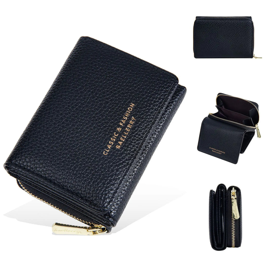 Compact Women's PU Leather Wallet with Double Compartment
