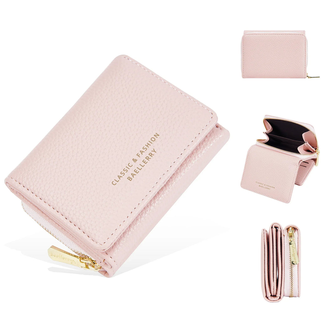 Compact Women's PU Leather Wallet with Double Compartment