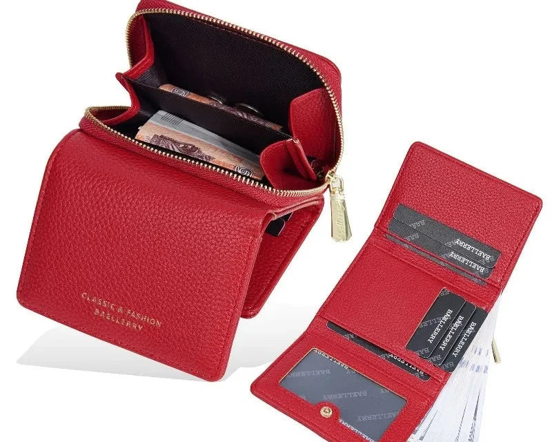 Compact Women's PU Leather Wallet with Double Compartment