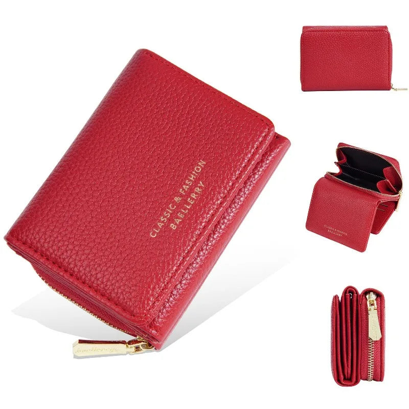 Compact Women's PU Leather Wallet with Double Compartment