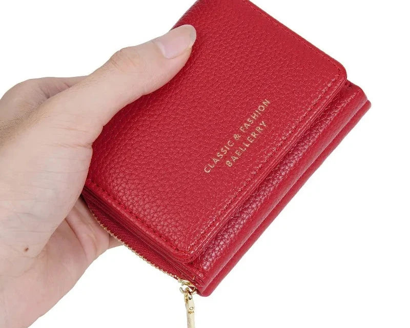 Compact Women's PU Leather Wallet with Double Compartment