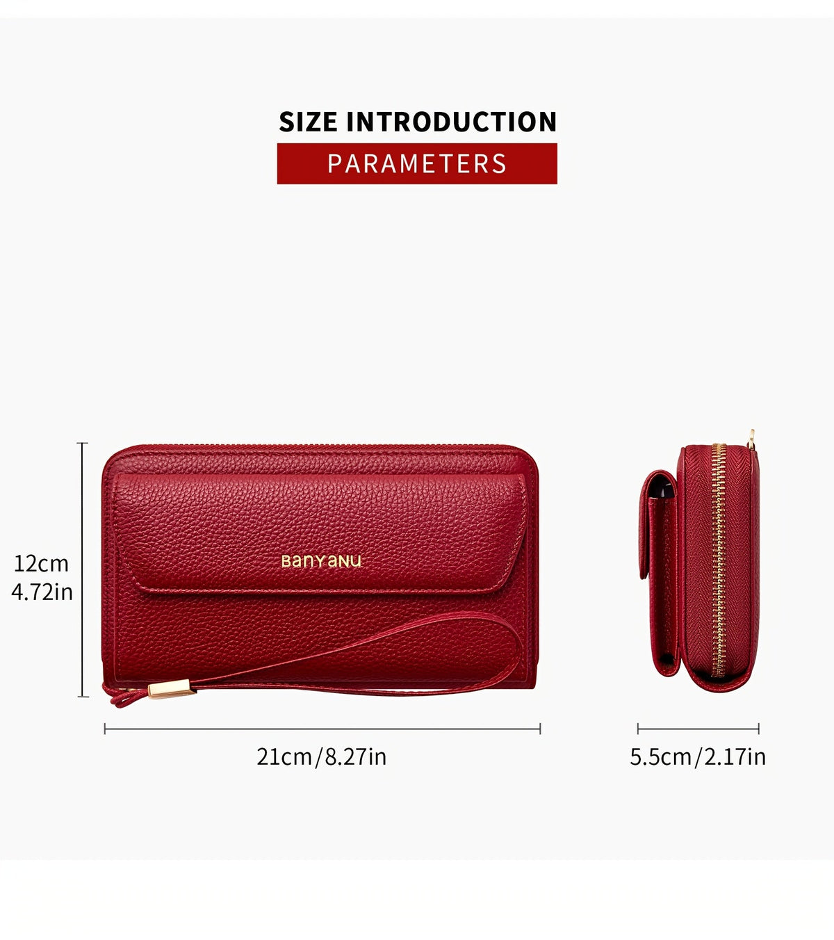 Women's Leather Crossbody Wallet, 12 Slots and Shielding