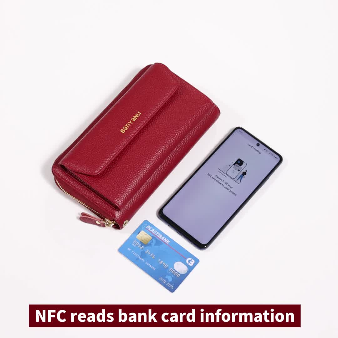 Women's Leather Crossbody Wallet, 12 Slots and Shielding