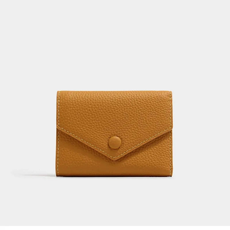 Compact Women's PU Leather Envelope Wallet with Elegant Snap Button