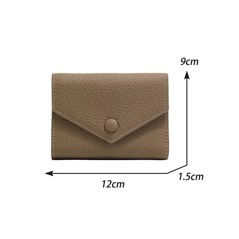 Compact Women's PU Leather Envelope Wallet with Elegant Snap Button