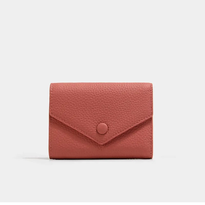 Compact Women's PU Leather Envelope Wallet with Elegant Snap Button