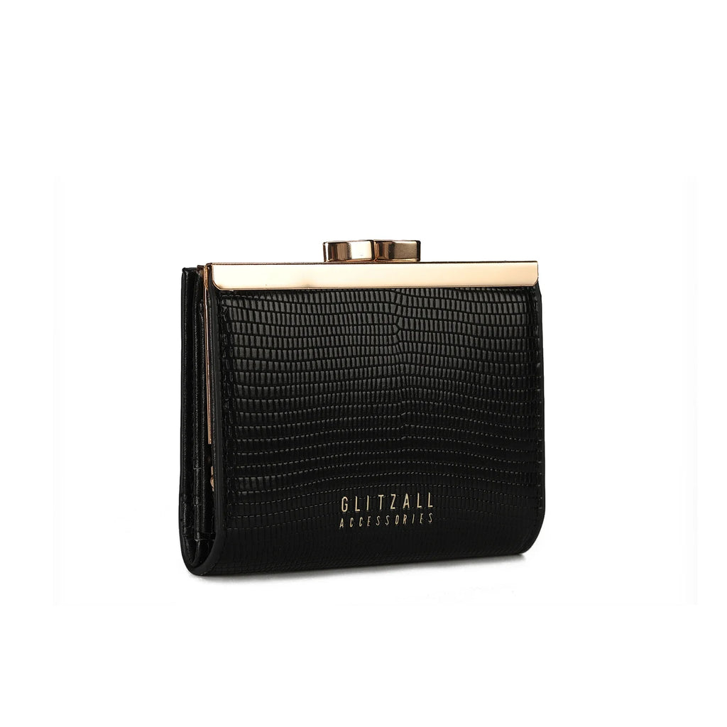 Compact Women's PU Leather Wallet with Elegant Metal Clasp and Rigid Design