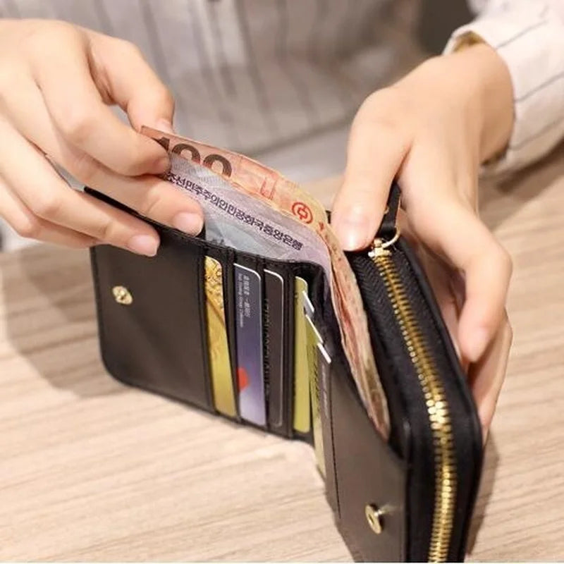 Compact Women's Wallet in Quilted PU Leather with Zip and Secure Closure Image