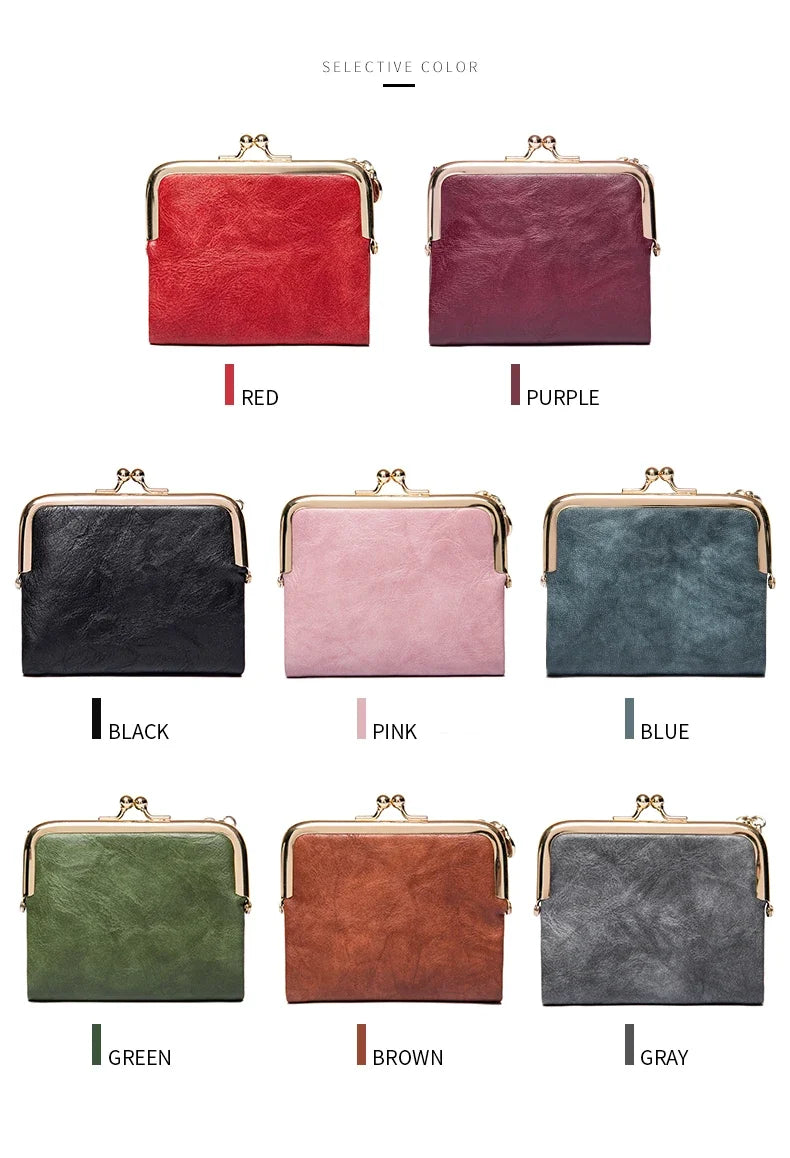 Compact Women's PU Leather Wallet with Clip and Zip Closure