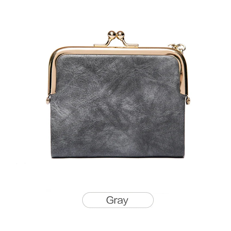 Compact Women's PU Leather Wallet with Clip and Zip Closure