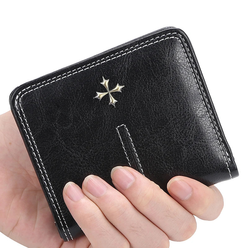 Compact Women's PU Leather Wallet with Zip and Snap Button Card Holder