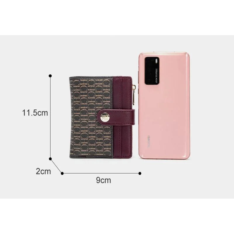 Compact Women's Wallet in PVC Leather with Elegant Logo Design and Zip Closure