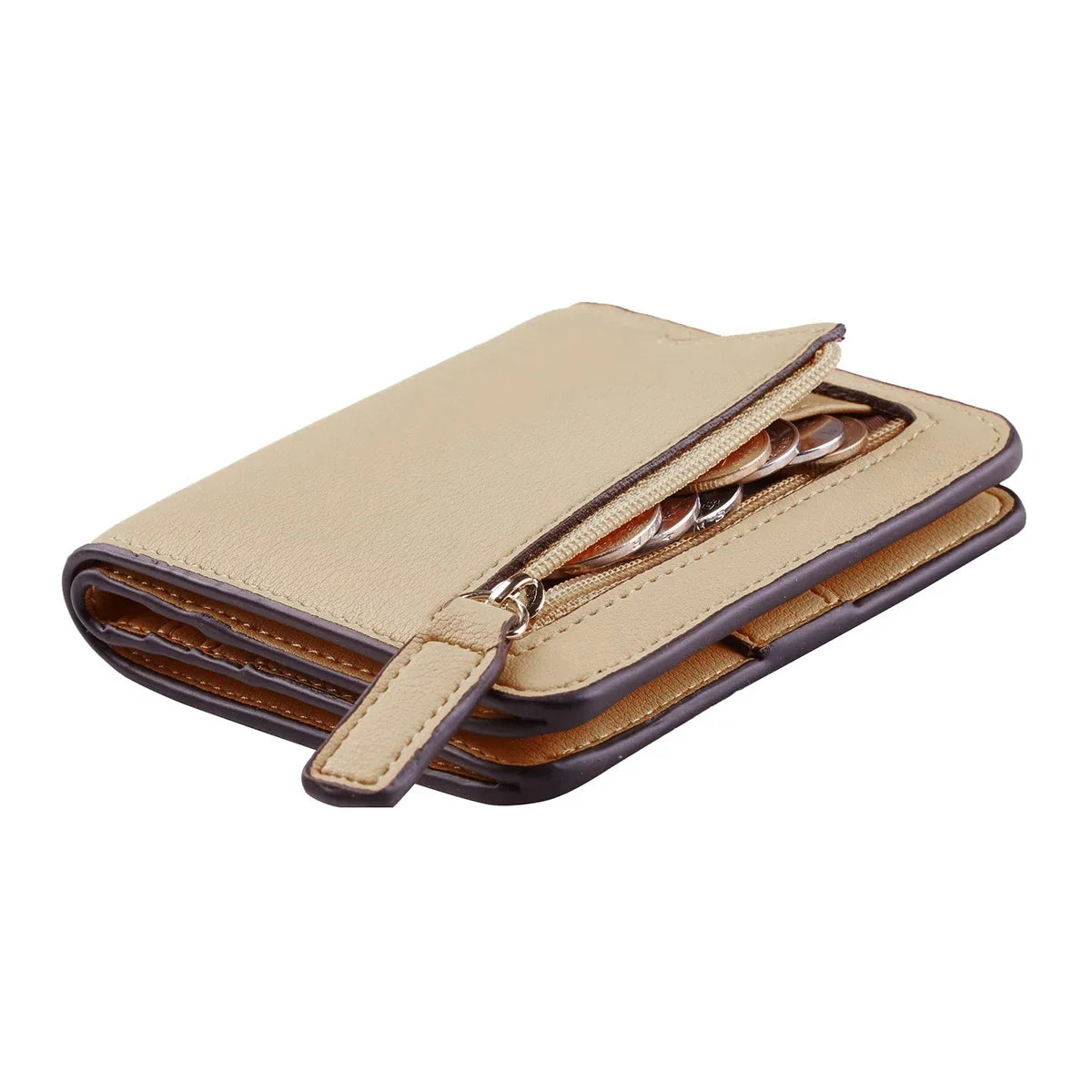 Compact Women's PU Leather RFID Wallet with Snap Closure and Secure Card Holder