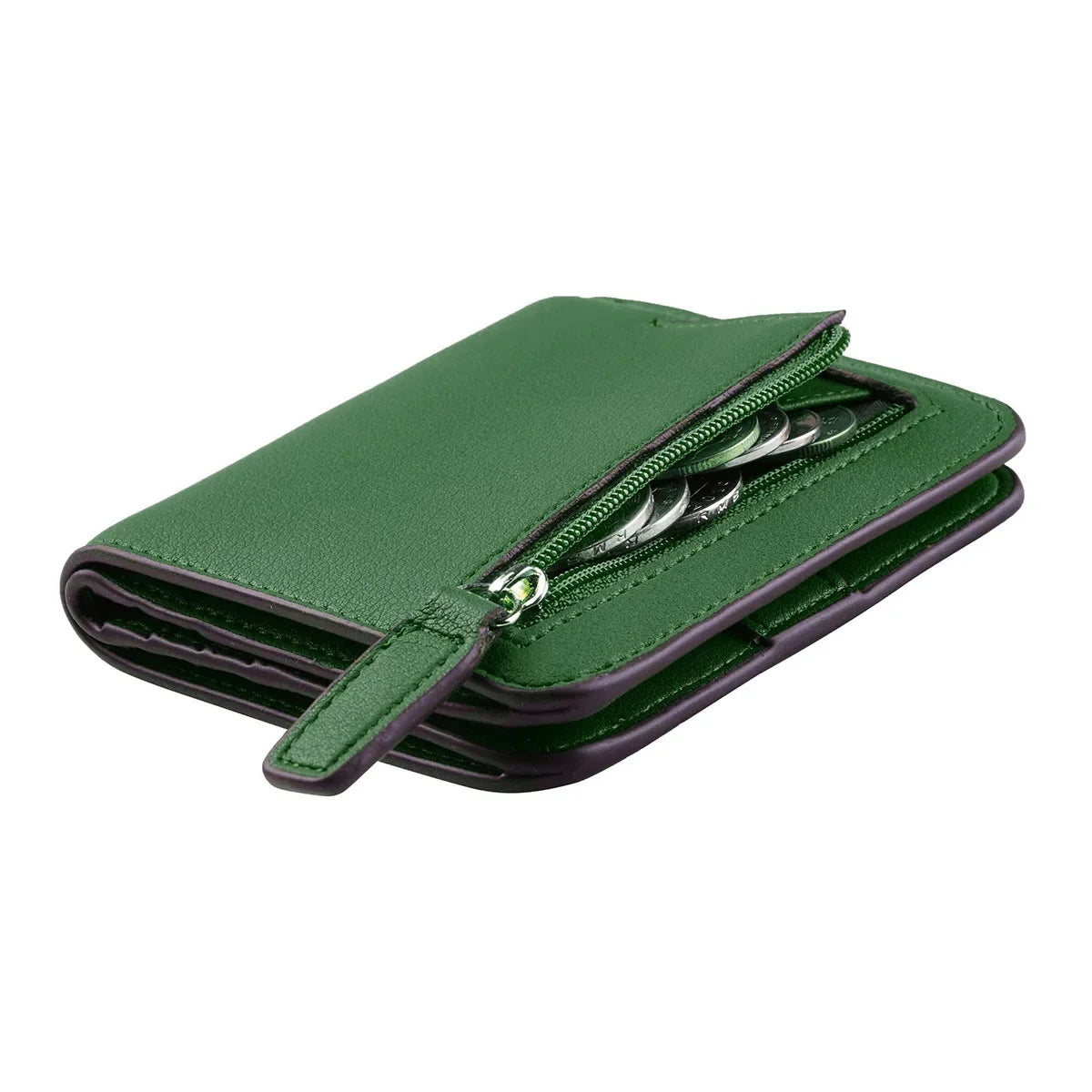 Compact Women's PU Leather RFID Wallet with Snap Closure and Secure Card Holder