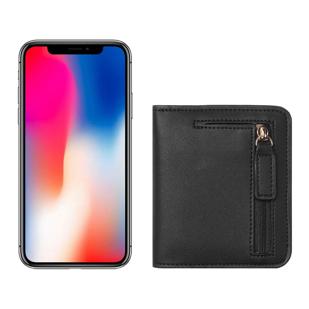 Compact Women's PU Leather RFID Wallet with Snap Closure and Secure Card Holder