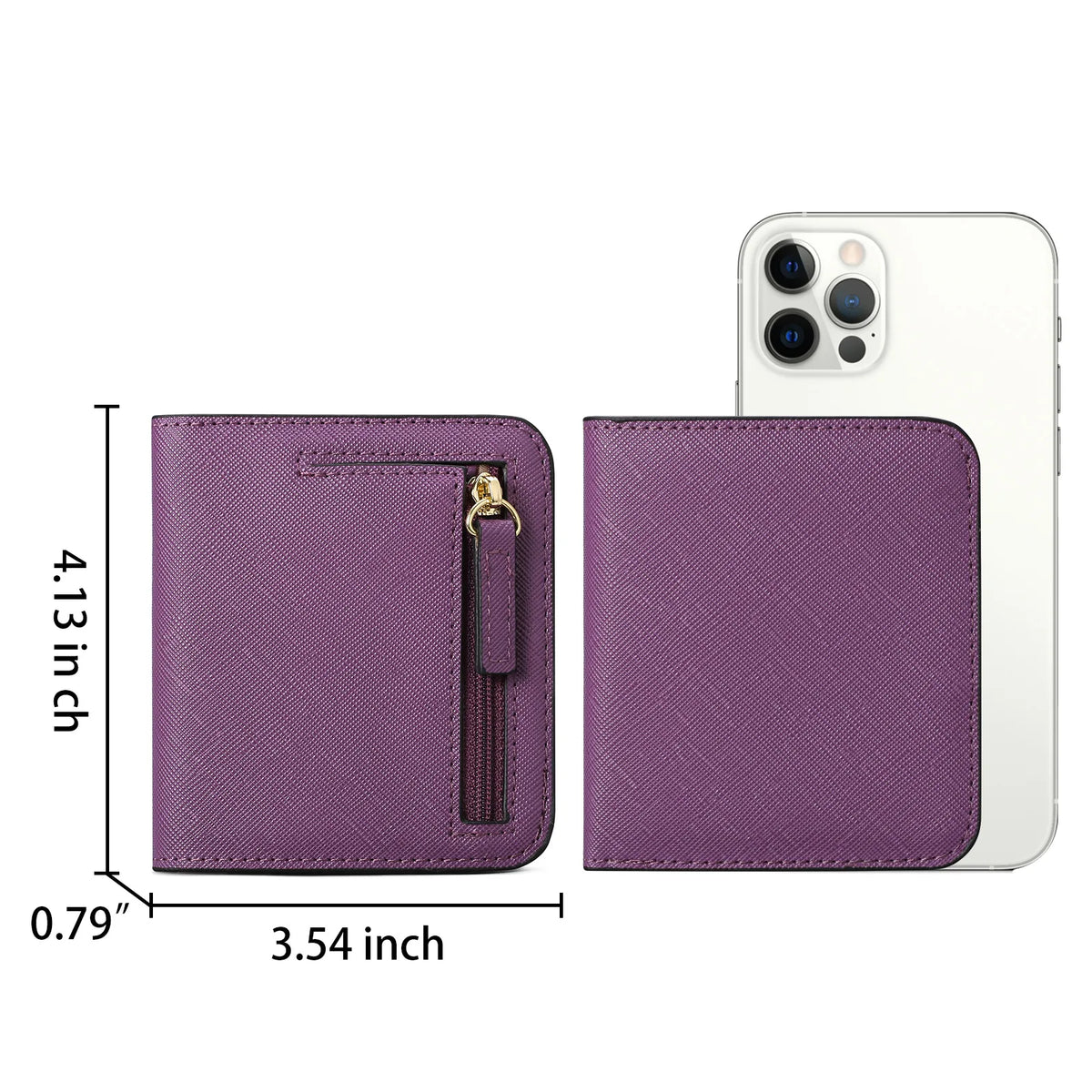Compact Women's PU Leather RFID Wallet with Snap Closure and Secure Card Holder