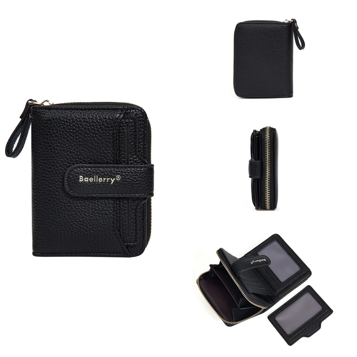 Compact Zip Wallet for Women in PU Leather with RFID, Card Holder, and Coin Pocket