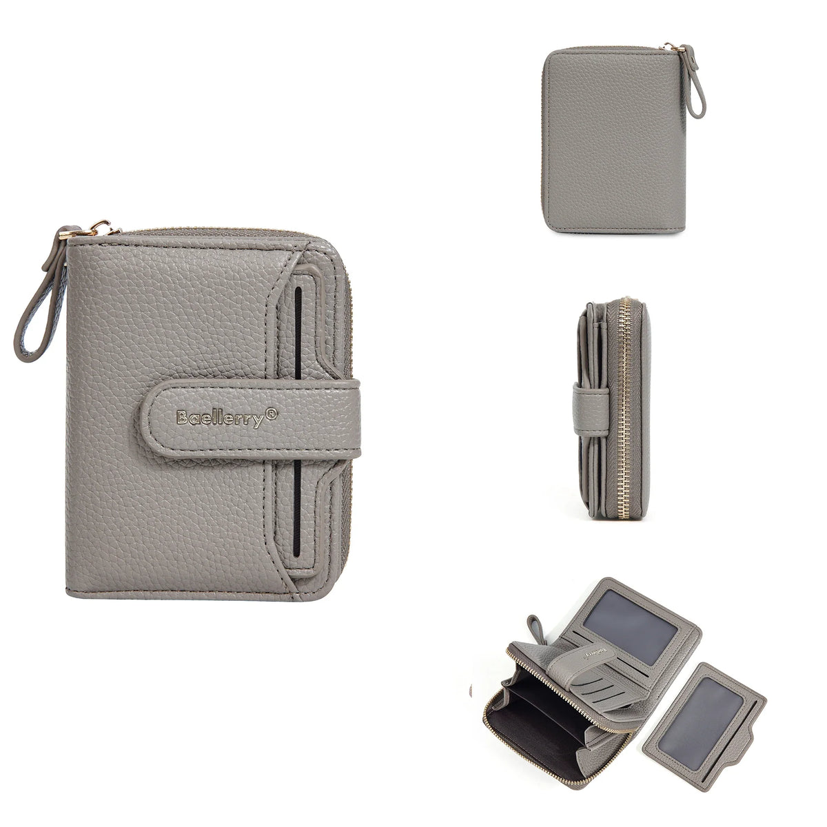 Compact Zip Wallet for Women in PU Leather with RFID, Card Holder, and Coin Pocket