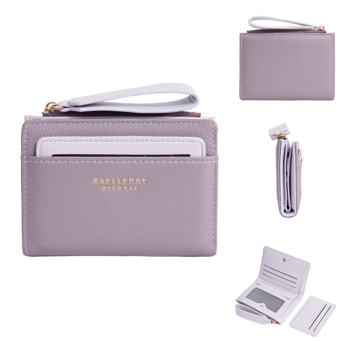 Slim Compact Women's PU Leather Wallet with Zip and Multiple Card Slots