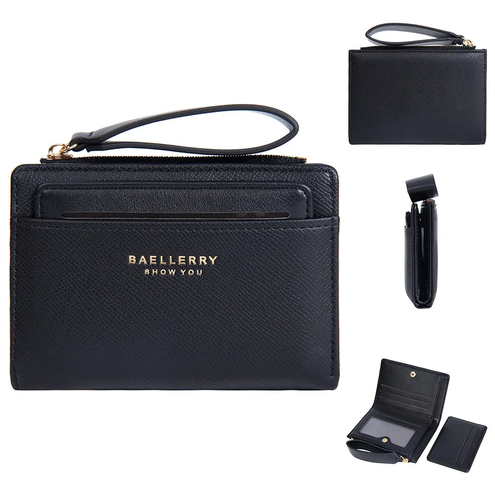 Slim Compact Women's PU Leather Wallet with Zip and Multiple Card Slots