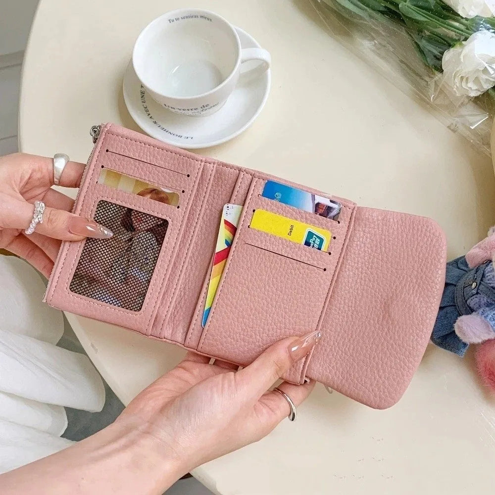 Compact Women's Wallet in Soft PU Leather with Zipper Closure and Coin Purse Image